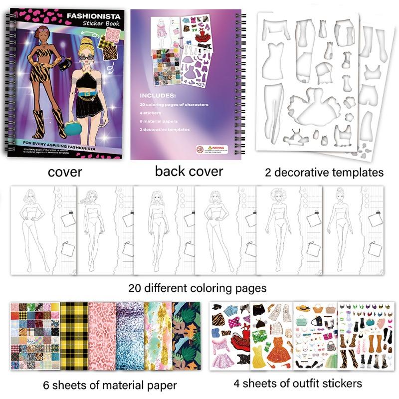 

Girls Fashion Sticker Book Dress Up Coloring & Activity Set Reusable Kids DIY Art Craft Gift for Girls Age 4-8