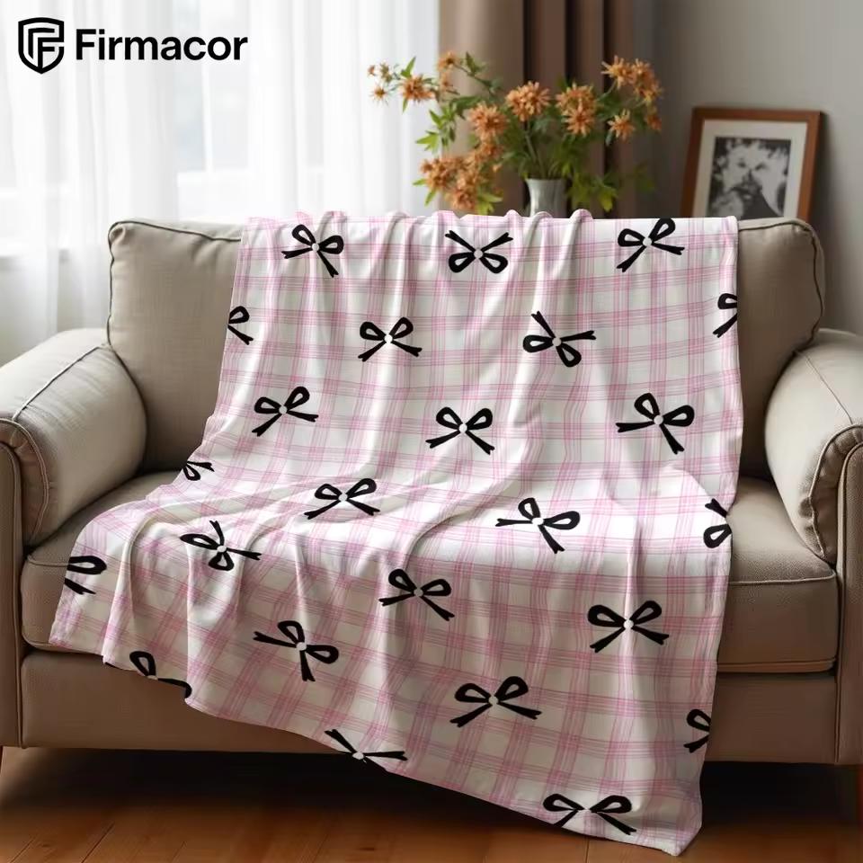 Black Bow Dot Ultra Soft Sherpa Fleece Blanket Fluffy Warm Halloween Cozy Throw for Sofa Couch Bedroom Gift All season