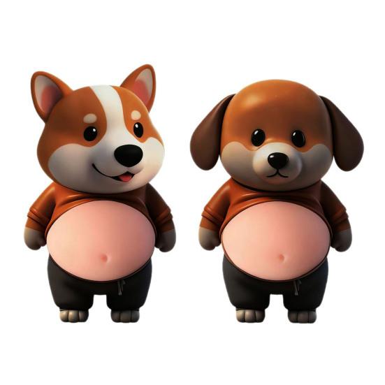 

1 Pair 3D Elastic Belly Animal Sticker Anxiety Stress Relief Cartoon Animal Decal with Fat Tummy Pinch Belly Animal Anti-collision Sticker