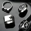 4 Pcs Punk Black Star Rings Set for Women Men Fashion HipHop Silver Color Geometric Thick Finger Ring Y2K Unisex Jewelry Gifts
