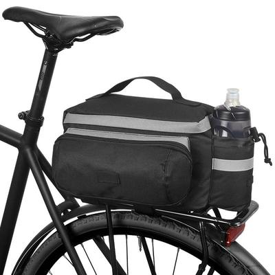 Waterproof Bicycle Rear Rack Trunk Bag, Multifunctional Polyester Pannier with Water Bottle Holder, Bike Rear Seat Storage Bag