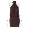 2026 European Style Sleeveless Halter Tie Backless Bodycon Dress