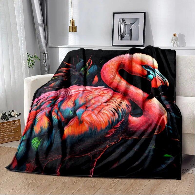 Cartoon Pink Flamingo Rainforest Love Bird Blanket,Soft Throw Blanket for Home Bedroom Bed Sofa Picnic Travel Cover Blanket Kids