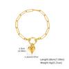 18K Gold Plated Stainless Steel Paperclip Link Chain Bracelet for Women, Spring Clasp Toggle Clasp Zircon Heart Charm Bracelet