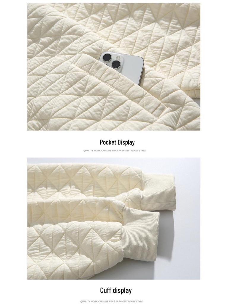 ACU Unisex Diamond Quilted Baseball Jacket – American Style Solid Color Autumn Outerwear
