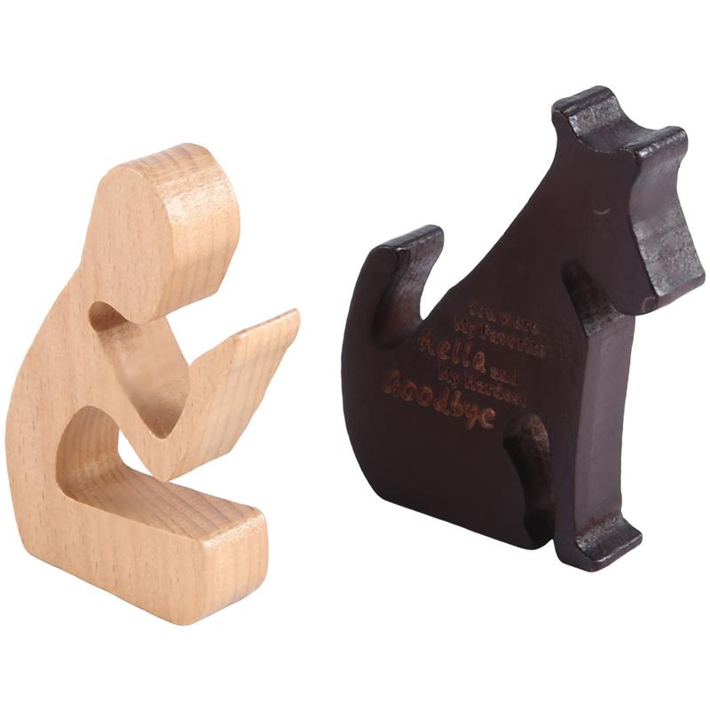 AD23-Wooden Dog Family Statue Dog Family Statue Handmade Wood Decoration, Ornament Craft Arts For Office, Living Room (Man+Puppy