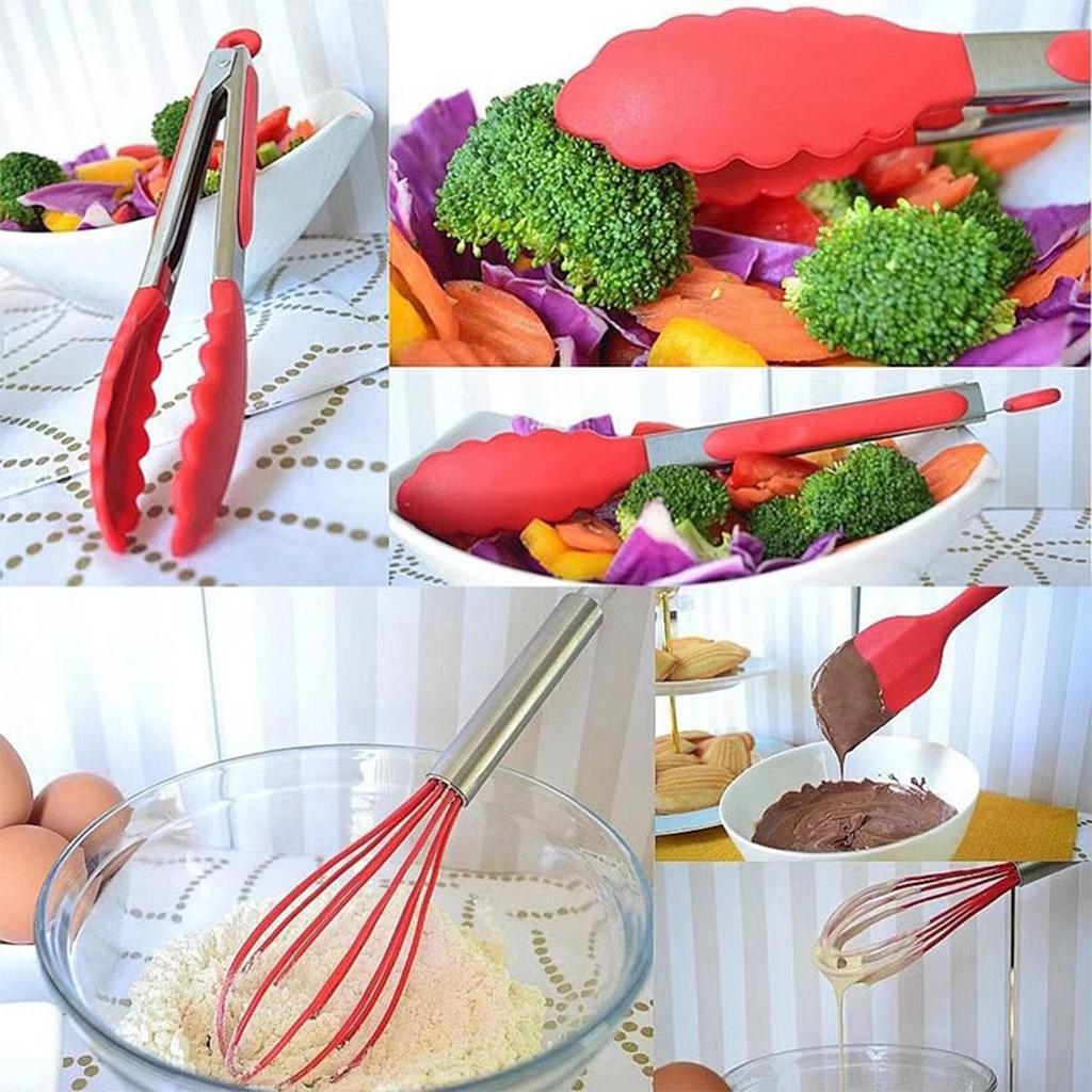10PCS Silicone Kitchen Utensil Set - Spatula, Spoon, Ladle, Spaghetti Server & Slotted Turner