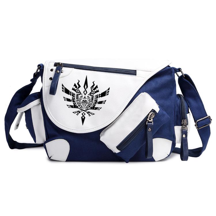 Anime Monster Hunter Patent Leather Canvas Backpack & Shoulder Messenger Bag