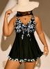 2025 European Slimming Tummy-Covering Tankini: Printed Plus Size Conservative Swimsuit for Vacation & Hot Springs
