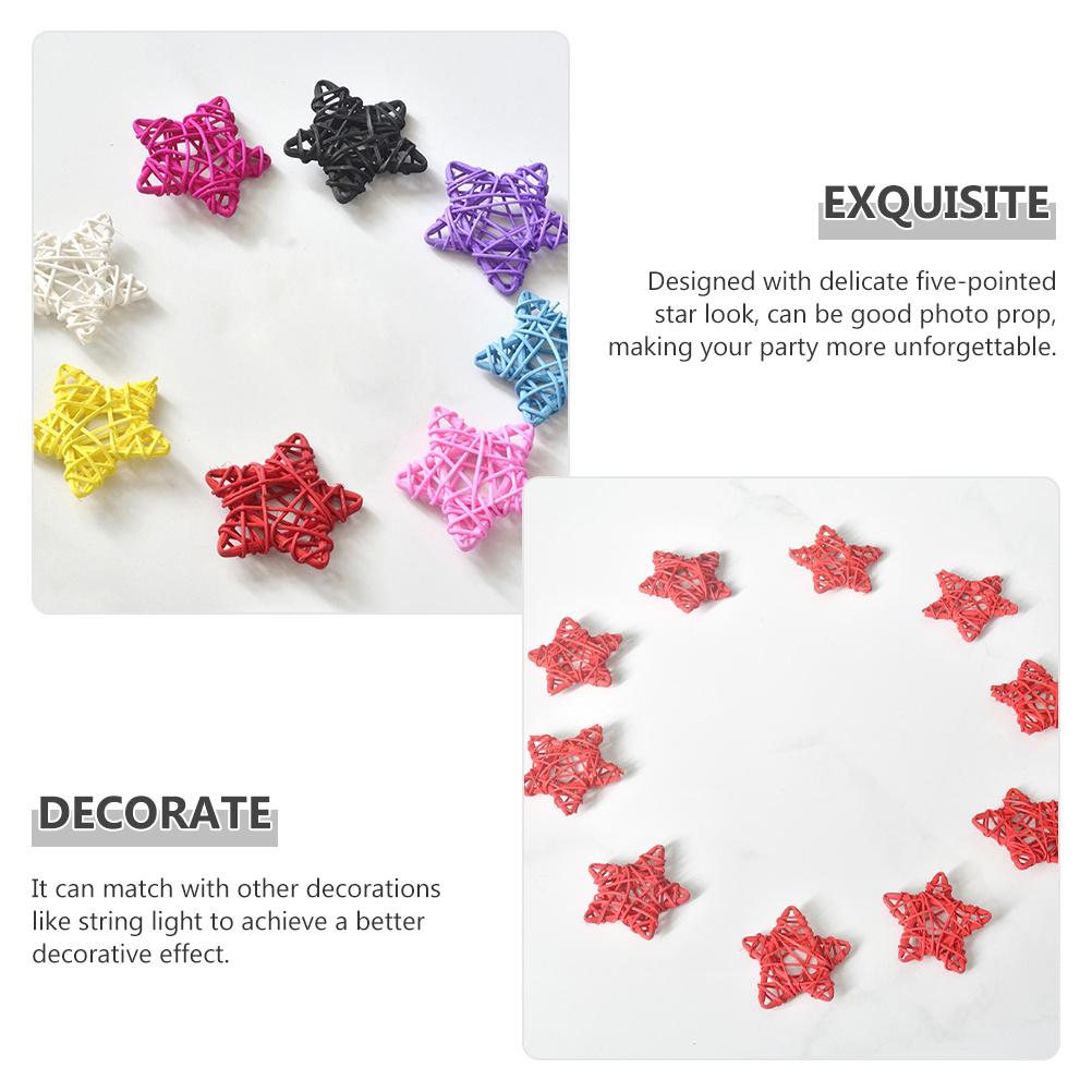 20 Stück Weihnachts Fünfzackiger Stern Deko Rattan Sterne Natürlich DIY Heim Hochzeitsdekoration Hängeornament für Mittelstück Schale