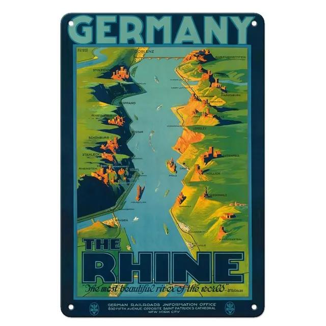 Vintage City View Metal Tin Signs  Landscape Plaque Wall Decoration Posters for Man Cave Home Cafe Garden Club Bar  Iron Pain