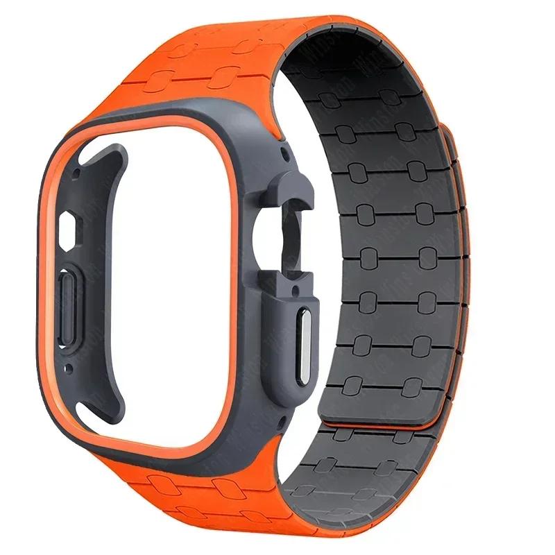 

TPU Case+Silicone Strap for Apple Watch Band Ultra 2 49mm 45mm 44mm 41mm Protective Case Bracelet for Iwatch Series 9 8 7 6 5 4 41mm Series 9 8 7