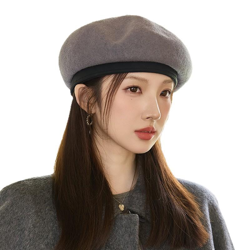 British Retro Woolen Beret Autumn and Winter Windproof Warm Literary Painter Hat Korean Version Versatile Big Head Squash Hat