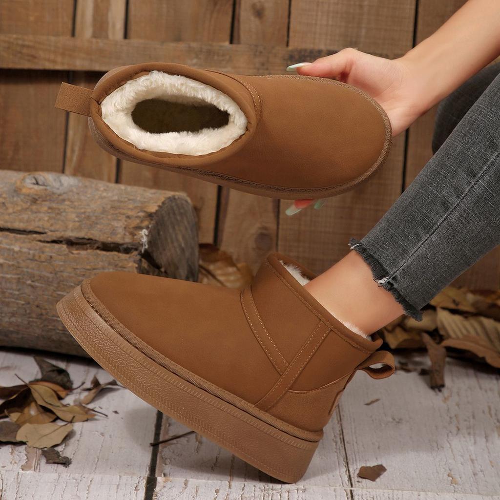 2025 new snow boots fleece thickened waterproof and non-slip fashion versatile short tube thick-soled cotton boots are a must in winter