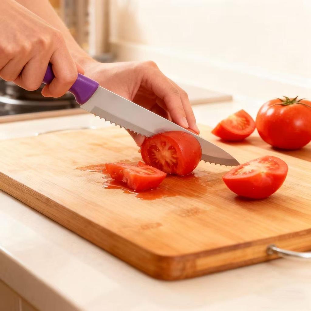 Multipurpose Serrated Stainless Steel Knife for Bread, Steak, and Fruit