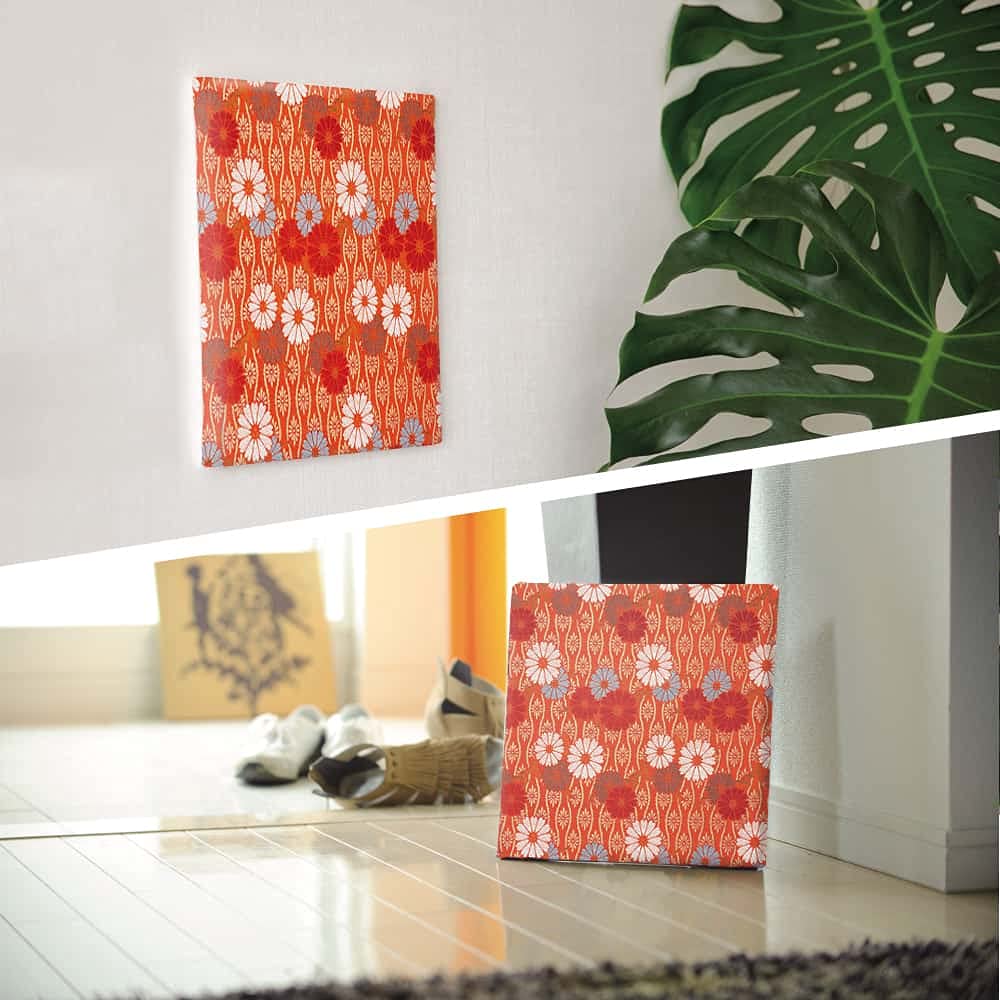 Japanese Kimono Floral and Geometric Fabric Wall Panel, 57 x 57 cm