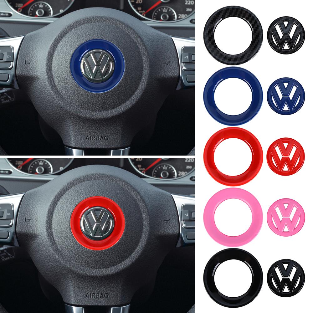 For VW Golf 6 B6 Jetta Mk6 Tiguan Passat Touran Volkswagen CC MK4 Jetta Bora 1PCS ABS Steering Wheel Logo Circle Trim Valve Cap