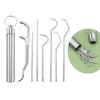 Dental Teeth Pick 7 Pack Stainless Steel Toothpick Kit Dental Tools Tooth Stains Remover Dental Floss Ficks Teeth Cleaning Tools