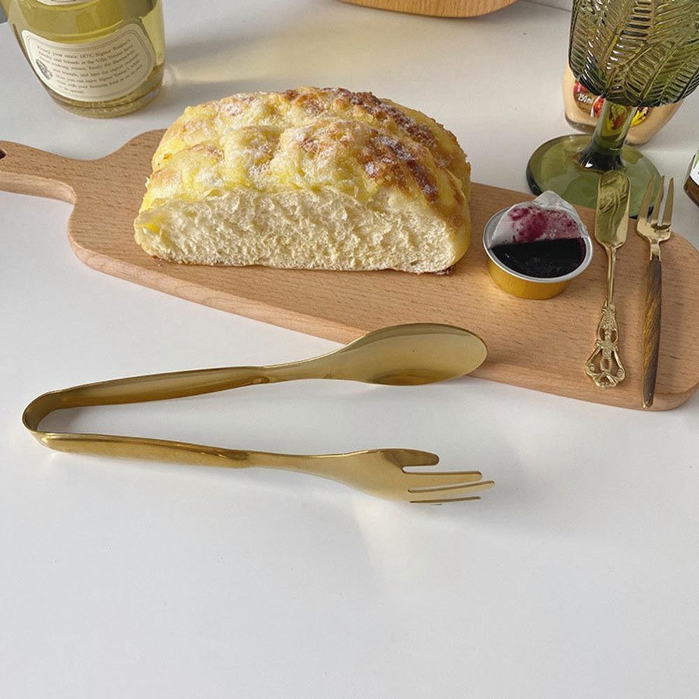 2 PCS Stainless Steel Serving Tongs Gold Silver Buffet Tongs Durable Salad Tongs Home Kitchen