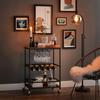VASAGLE LRC087B01 Kitchen Trolley on Wheels with Shelves Glass and Bottle Holders 60 x 40 x 75 cm Industrial Design Vintage Brown/Black