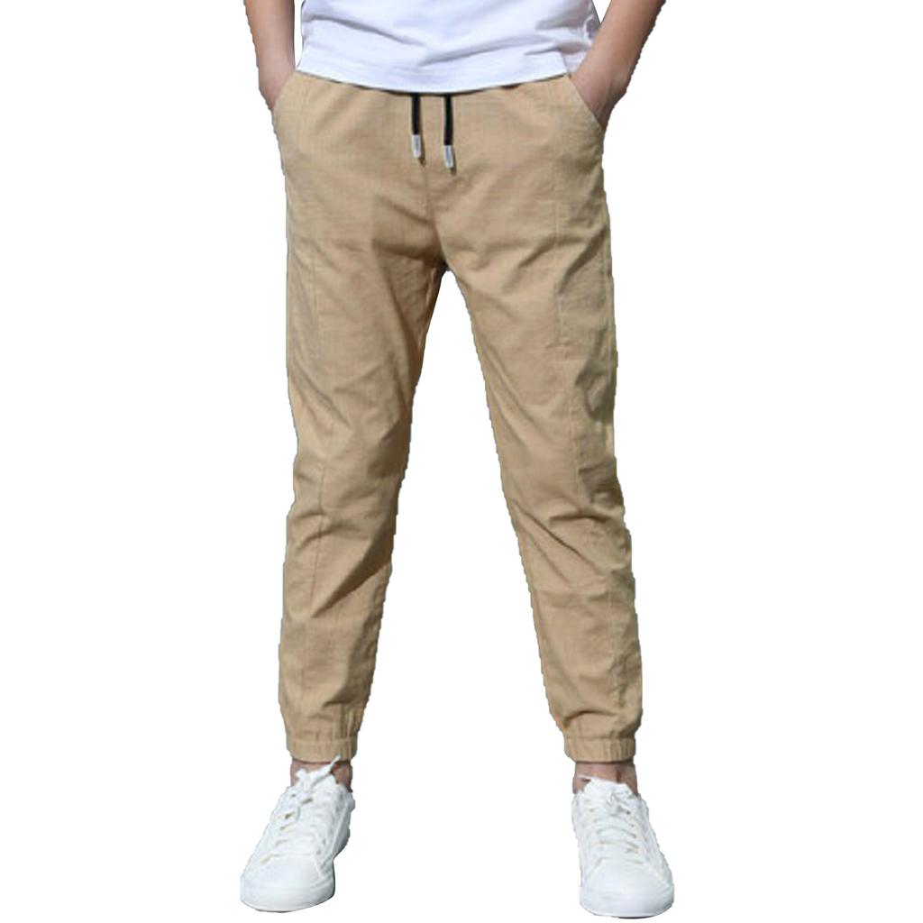 Drawstring Elastic Waistband Pants Kids Casual Solid Color Long Loose Pants for Boys