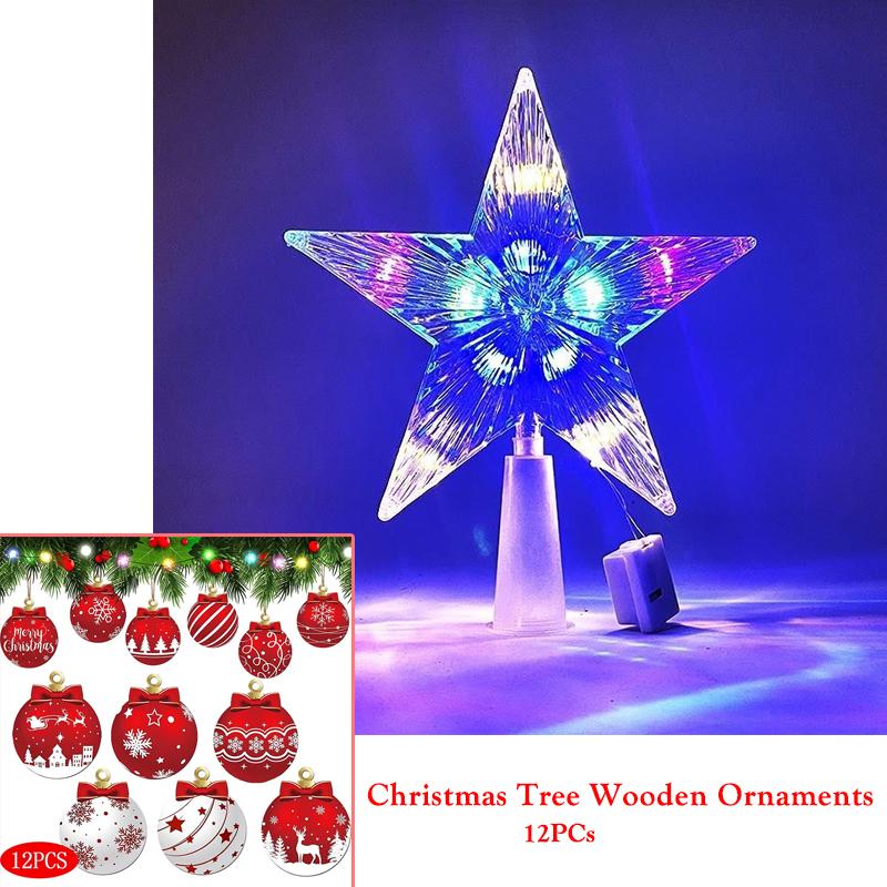 15cm Weihnachtsbaumschmuck Sterne Warmweiße Lichter Heim Zimmer Dekor LED Leuchtende Lampe Weihnachts-Festival Topstern Navidad 1,07in