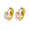 Qiong Yao European Style Rhinestone Hoop Ear Cuff, 18K Gold-Plated, Luxury Stainless Steel Earrings, Fade-Resistant.