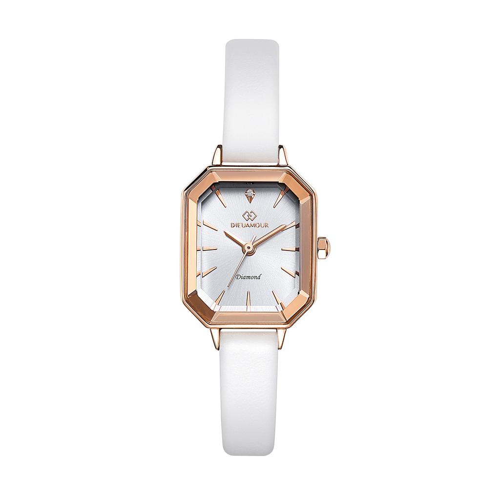 Diyuamoleu Women'S Leather Band Watch Daw7102L-Wh Diamond Watch