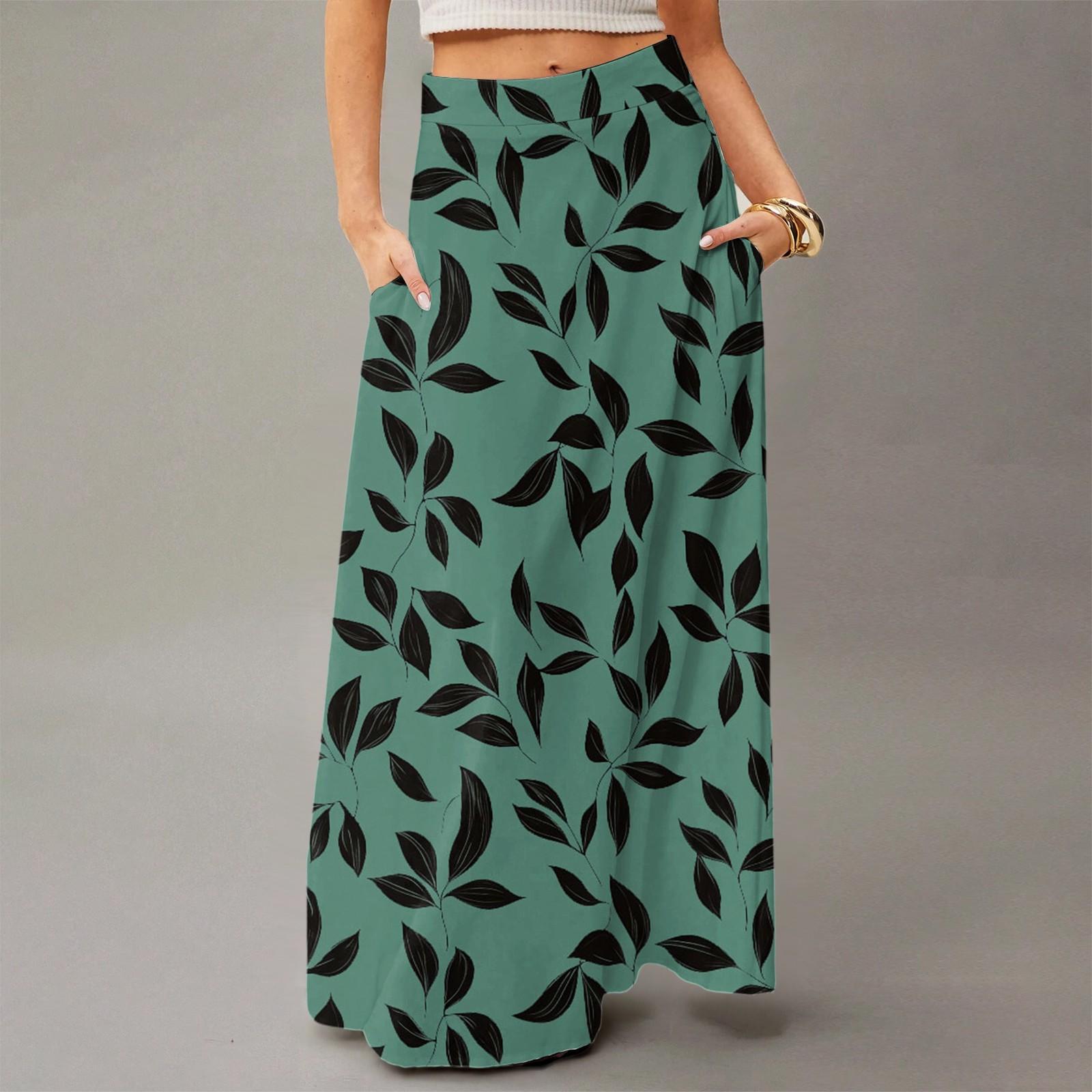 

Женское струящееся платье макси, обычная повседневная юбка в стиле бохо с цветочным принтом S