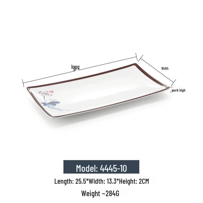 Melamine Rectangular Imitation Porcelain Plate for Sushi, BBQ, Cold Dishes - Commercial Use.