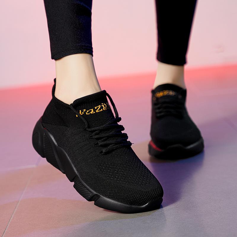 Mens Breathable Running Sneakers Ultralight High Elastic Socks Shoes Tennis Sports Black Shoes for Men and Women