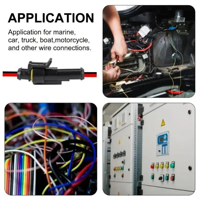 Waterproof 2 Pin Wire Connectors - 20 AWG Automotive Connector Kit for Car, Truck, Motorcycle, and Marine Boat