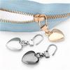 5PCS Sewing Zippers Puller Head Heart Shape Detachable Metal Zipper Slider Repair Kits for Bags Backpack Coat Zipper Pull Tab