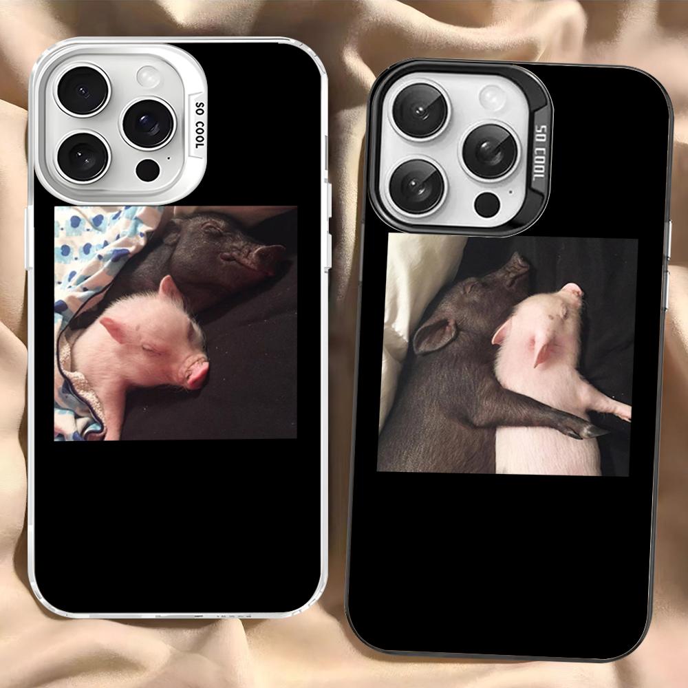 Funny Cartoon Pig Phone Case For IPhone 16 15 14 13 12 11 Pro Max X XR XSMAX 8 7 Plus Matte Shockproof Back Cover