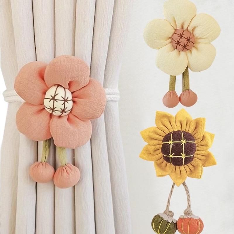 Drape Tieback Holders Curtain Tiebacks Flower Curtain Buckles Rope Decorative Curtain Holdbacks for Office Home Decors