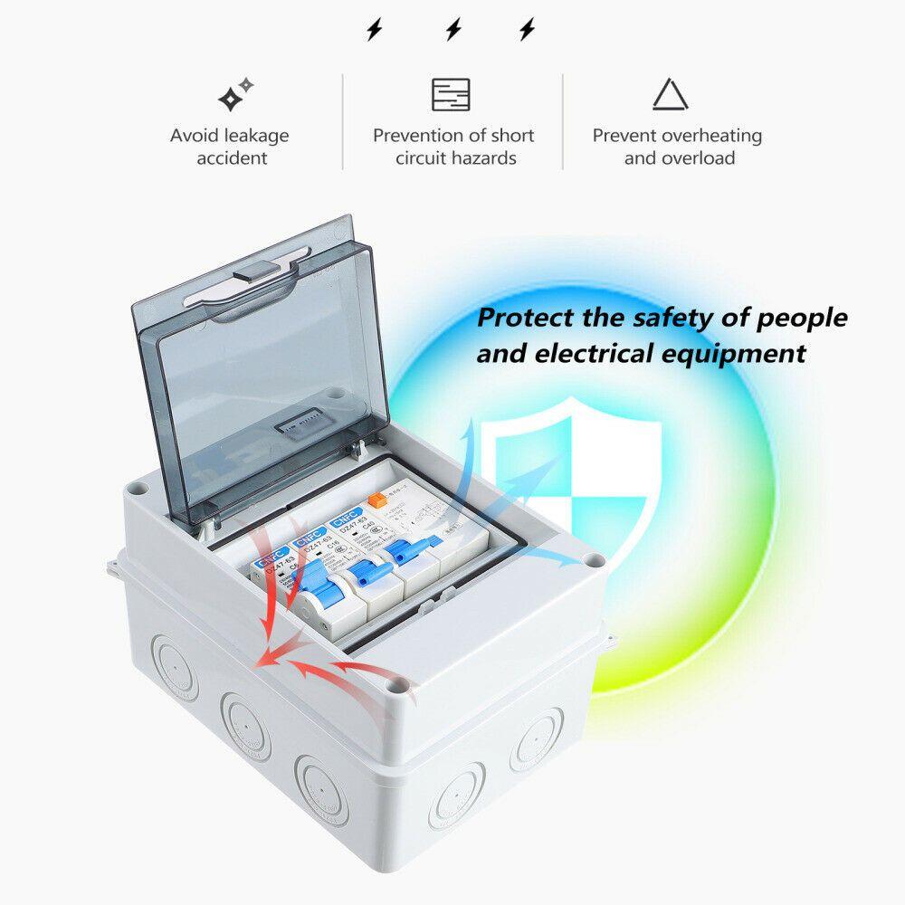 Waterproof for Electronics with RCD and 2x MCB Circuit Breaker Fuse Box Garage Consumer Unit 5 Way