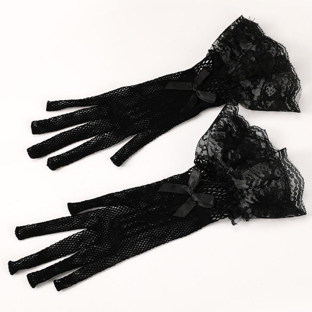 Luvas de Casamento Infantis com Laço Curto Luva de Senhora Menina Feriado Princesa Festa de Aniversário Luvas