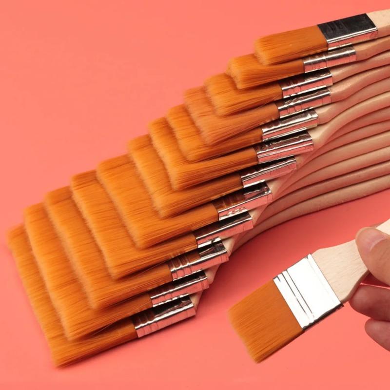 12pcs Nylon Paint Brush Set - High-Quality Synthetic Bristles for Acrylic, Oil, Watercolor, Drawing, and Art Supplies Painting