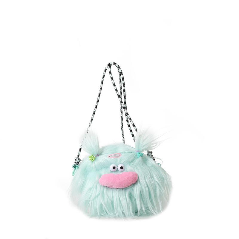 Ugly cute, cute long-haired little monster creative girl messenger bag long braid ugly doll bag girl