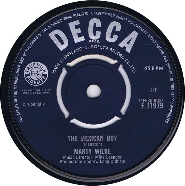 

7inch Record MARTY WILDE - The Mexican Boy F11979 Decca 1964 UK Pop Used