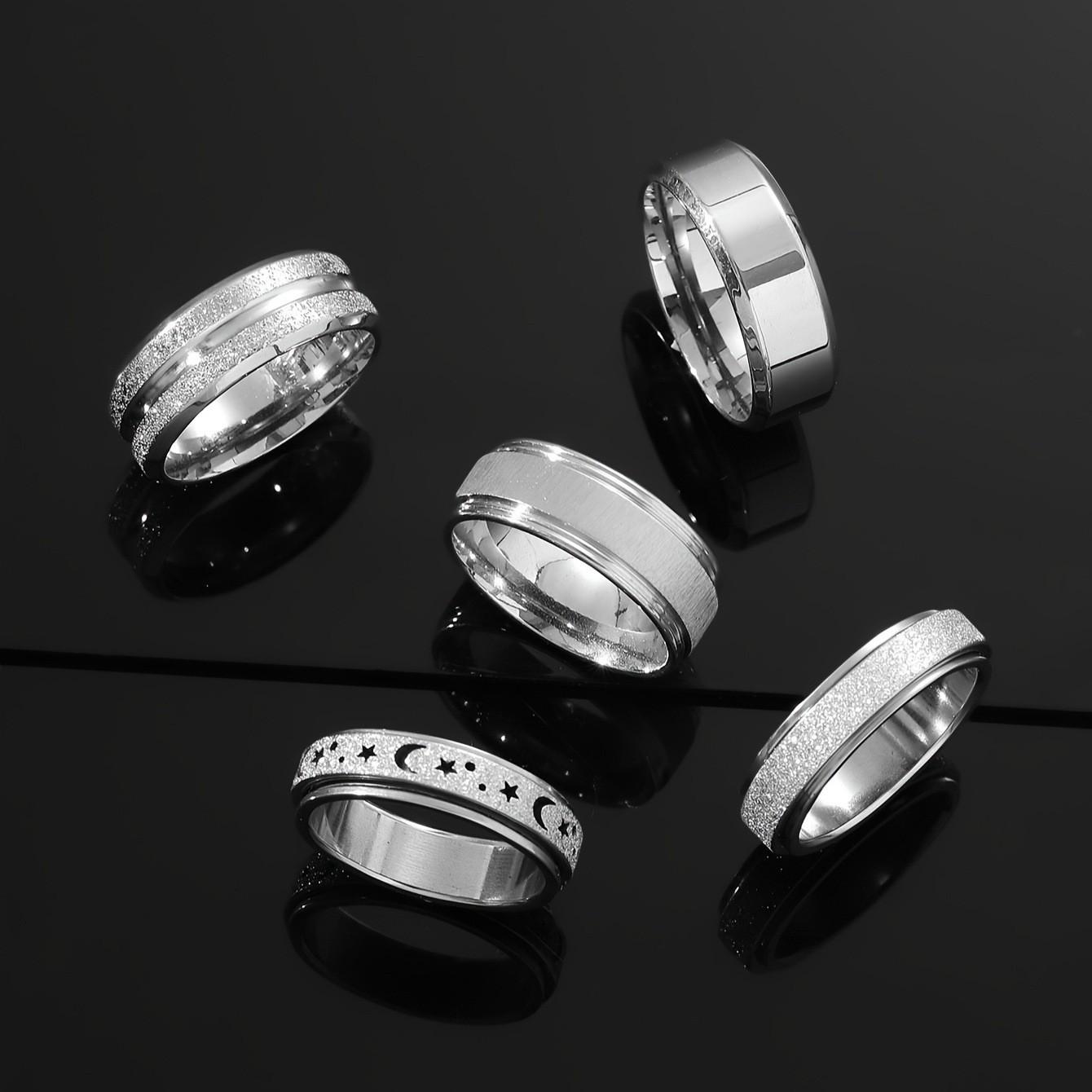 

New Stainless Steel Jewelry Set Arc Matte Rotatable Ring Personality Creative Titanium Steel Ring Manufacturer 11No.