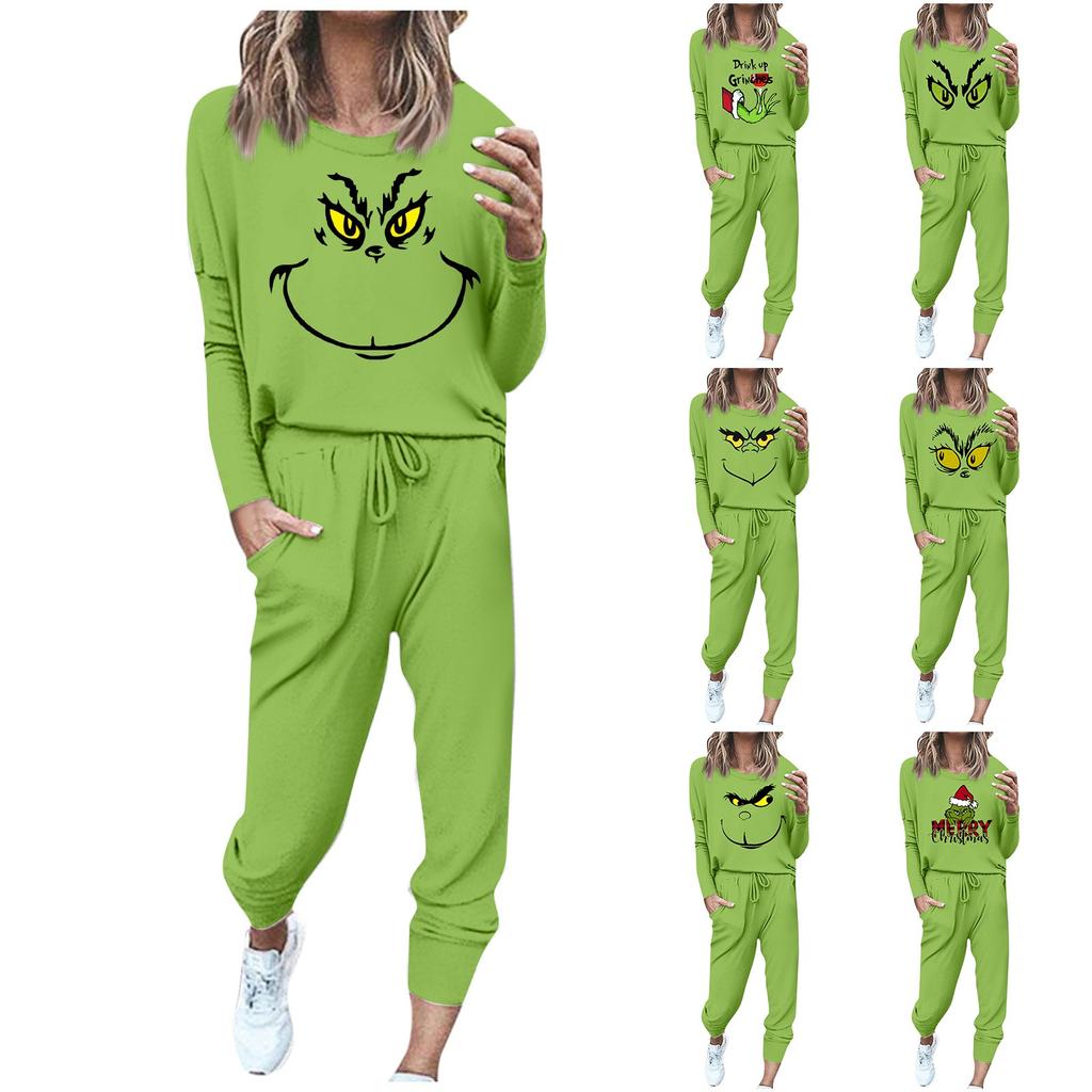 Sets für Damen, 2-teilig, Rundhals-Langarmhemd, Kordelzug, Jogginghose, Taschen-Sets