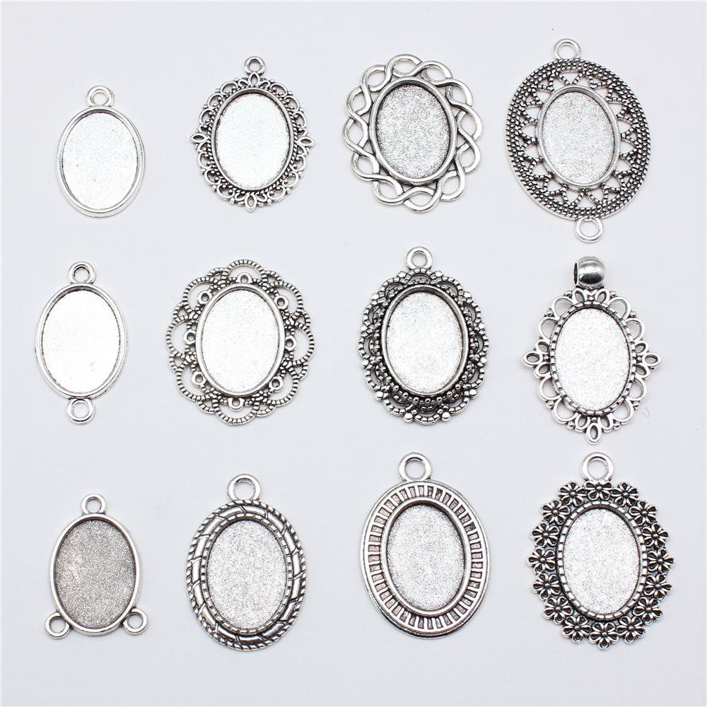 10pcs Fit 13x18mm Oval Glass Cabochon DIY Oval Cameo Cabochon Pendant Base Setting For DIY Jewelry Making
