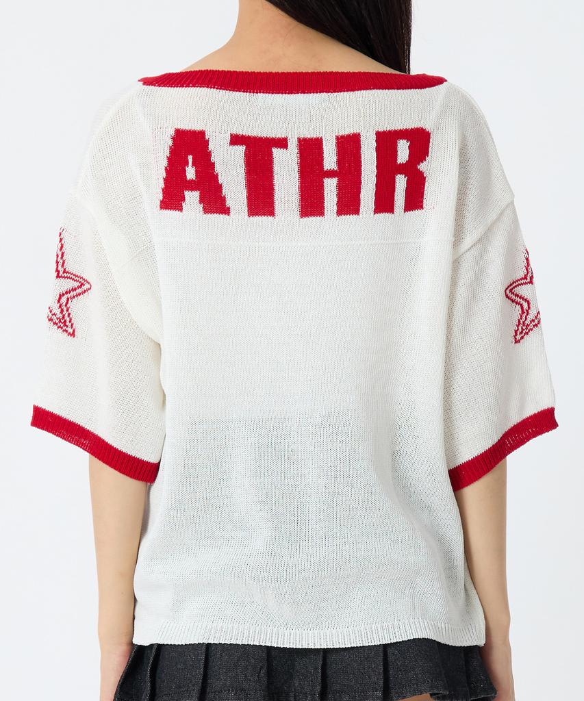 ANDTHEOTHER Oversized Round Neck Short Sleeve Knit Red