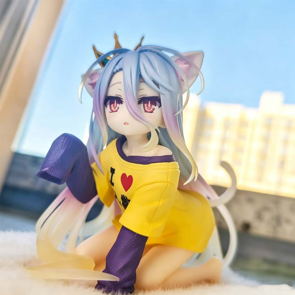 10Cm Anime No Game No Life Anime Figure Cute Cat Ear Shiro Action Figure Room Decorations Pvc Collection Model Doll Toy Gift