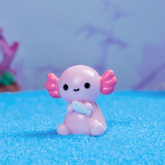 24Pcs Mini Pink Salamander Figurine Cartoon Salamander Resin Statue Miniature Animal Ornament DIY Dollhouse Car Dashboard Desktop Decoration