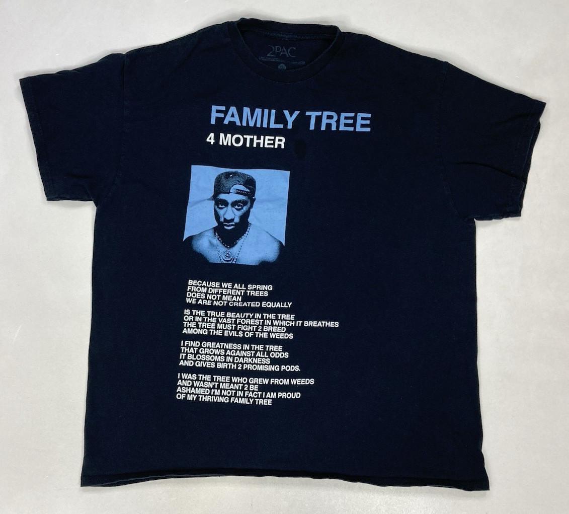 2pac Tupac Shakur Family Tree 4 Mother Retro Graphic T-shirt Men XL Black Music XXXXL