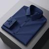 Men's Business Casual Long Sleeve Shirt Solid Color Wrinkle Resistant Comfortable All-Season Versatile Solid Color Top