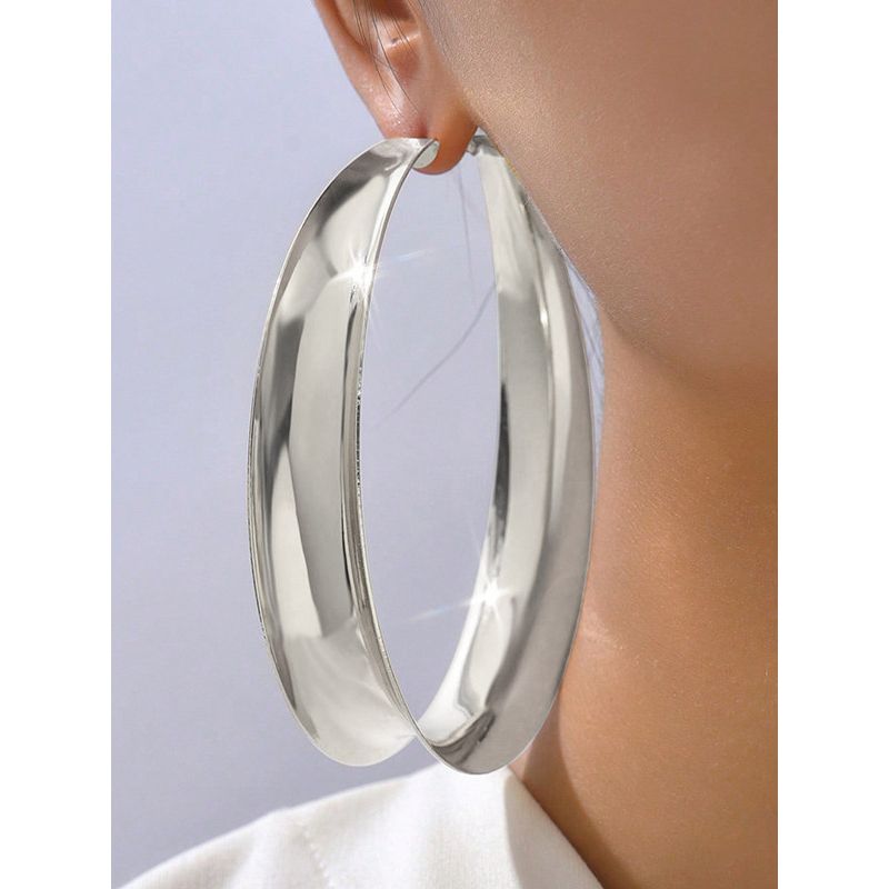 Accessible Luxury Fashion Simplicity and Exaggeration Glossy Metal Big Ear Ring