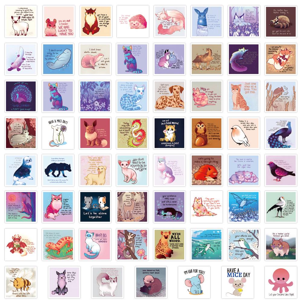 60-Piece Animal Graffiti Waterproof Stickers for Water Bottles, Skateboards, Suitcases, DIY Decor, and Journals